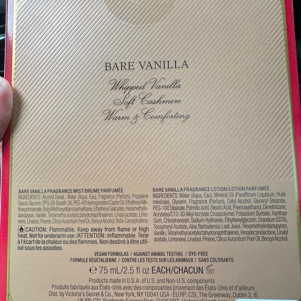 Victoria's Secret Bare Vanilla Fragrance Mist & Lotion Set - Gold and Black - Picture 2 of 3